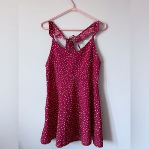 Elegant Burgundy Polka Dot Midi Dress